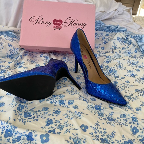 Sparkly Blue Heels NWOT Penny Loves Kenny 4 Inch Heel! - Picture 3 of 5